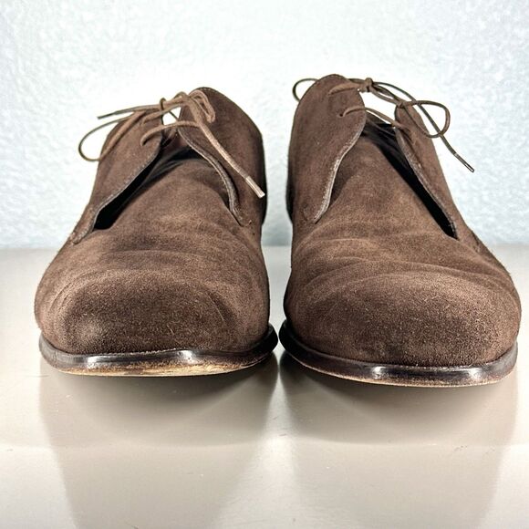 A Testoni Basic Oxford Dress Shoes Brown Suede Leather Mens Size 12 Lace Up - Picture 2 of 16